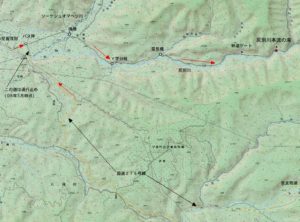 尻別川本流の滝周辺地図
